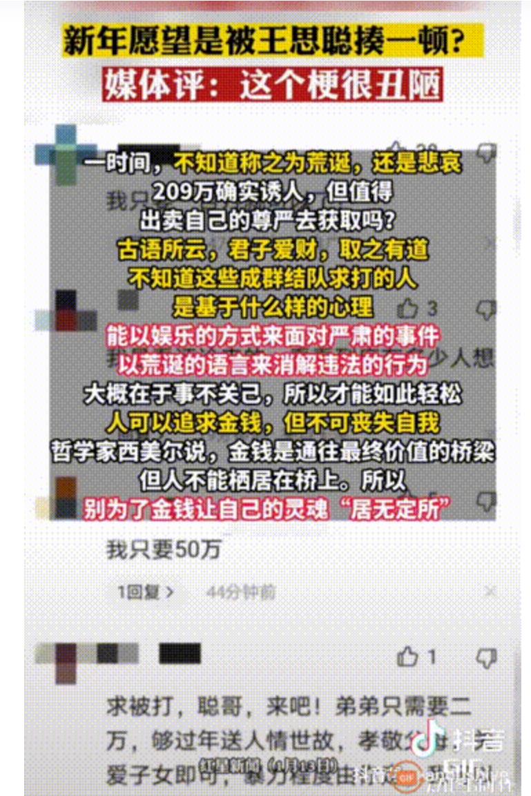 媒体评论我新年的第一个愿望:是被王思聪揍的梗大家同意吗?