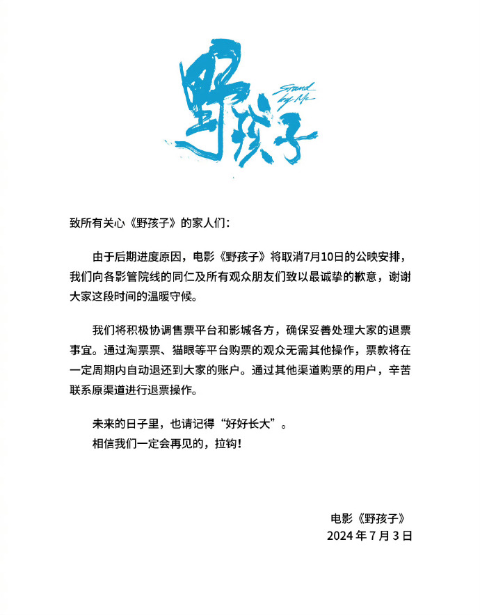 王俊凯新片《野孩子》宣布撤档，为什么突然就不上映了？